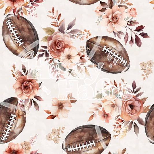 Floral Football Watercolor Pattern