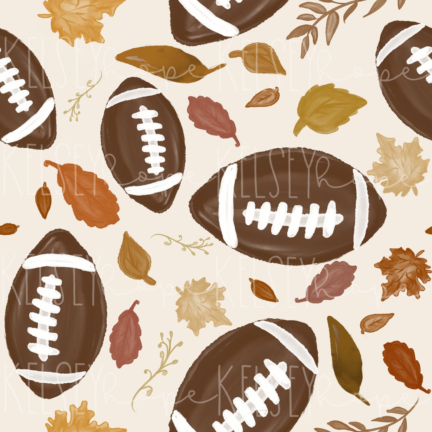 Fall & Football Watercolor Pattern