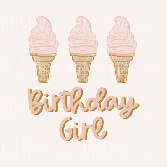 Ice Cream Birthday Girl - PNG